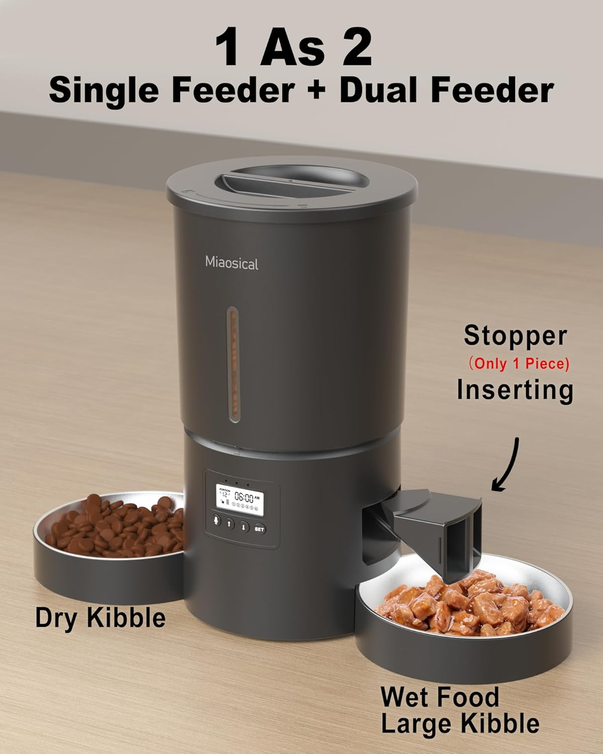 Dual Automatic Cat Feeder 2 Cats 6 Meals/Day 12 Portions/Meal 4.2L Dual Power Double Bowls - Image 6