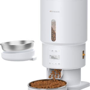 Automatic Cat Feeder - 5L Anti-Clog Cat Food Dispenser Keeps 2-15Mm Dry Food Fresh, 10S Voice, 1-6 Meals/Day, Programmable Portions, 180-Day Battery Life, Easy to Clean Auto Pet Feeder for Small Dog