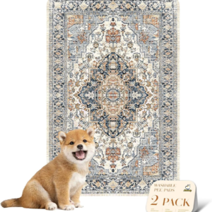 Washable Pee Pads for Dogs, Stylish, Non-Slip and Leak-Proof Pee Pads. Reusable Potty Pads for Dogs for Crates and Floors.(Beige/Multi, 24" X36" )