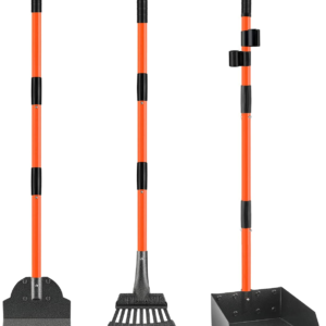 Pooper Scooper, Detachable Long Handle Dog Pooper Scoopers with Heavy Duty Metal Rake, Tray & Spade, Durable Pooper Scooper for Large Medium Small Dogs, Great for Lawn, Grass, Dirt, Gravel, Yard