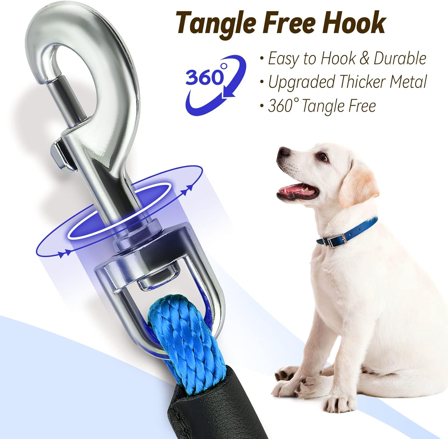 Check Cord Dog Leash Long Lead Training Tracking Line Comfortable Handle Heavy Duty Puppy Rope 10Ft 15Ft 30Ft 50Ft for Small Medium Large Dog Blue - Image 3