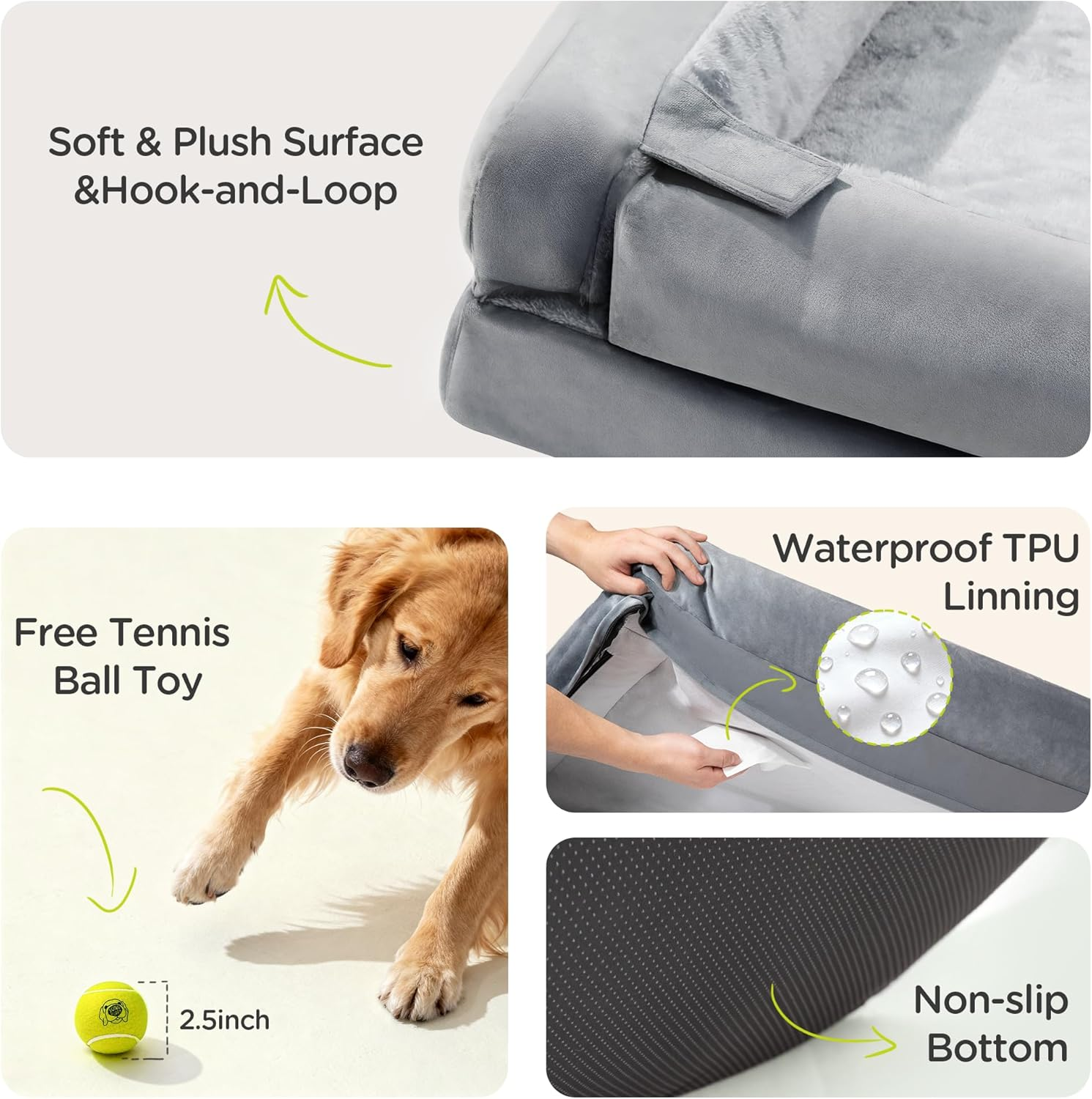 Orthopedic Dog Beds for Large Medium Dogs, Big Waterproof Memory Foam Pet Couch Bolster Bed with Removable Washable Cover, 36X27 Inch - Image 6