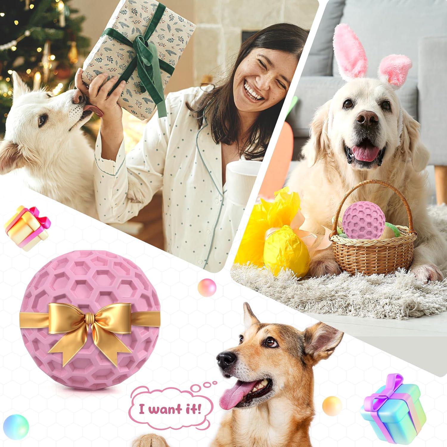 Tough Dog Chew Toys for Aggressive Chewers, Indestructible Dog Balls for Aggressive Chewers, Squeaky Balls for Dogs, Squeaky Toys for Large Dogs, Funny Heavy Duty Ball - Image 8