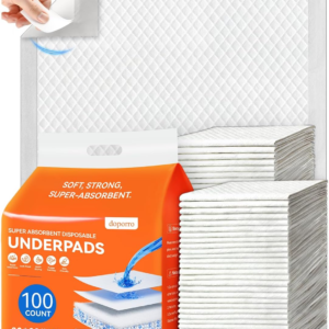 Disposable Potty / Pee Pads for Puppy Dog Training, 6-Layer Super Absorbent & Leak Proof, Odor Block Cat Pee Pads for Pet with Anti-Slip Adhesive Strips, 22''X22'' 100 Count, White