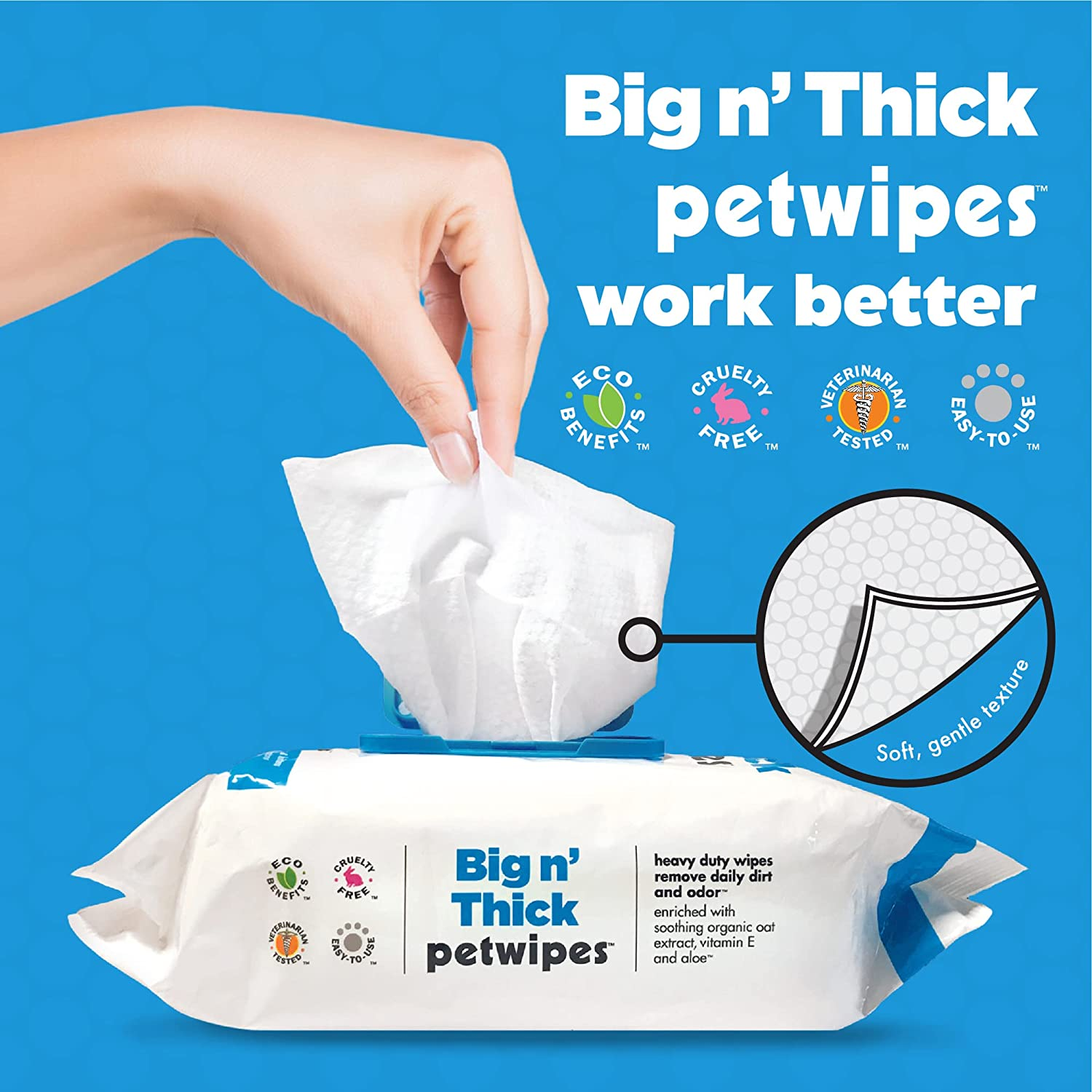 Pet Wipes for Dogs and Cats, 400 Wipes - Large Pet Wipes for Dogs and Cats - Cleans Ears, Face, Butt, Body and Eye Area - Convenient, Ideal for Home or Travel - 4 Packs of 100 Wipes - Image 4