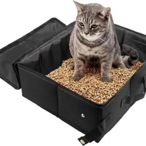 Portable Cat Travel Litter Box with Zipped Lid, Foldable Travel Litter Box, No Leakage, No Smell, Waterproof, Easy to Carry, Easy to Use in Hotels, Car