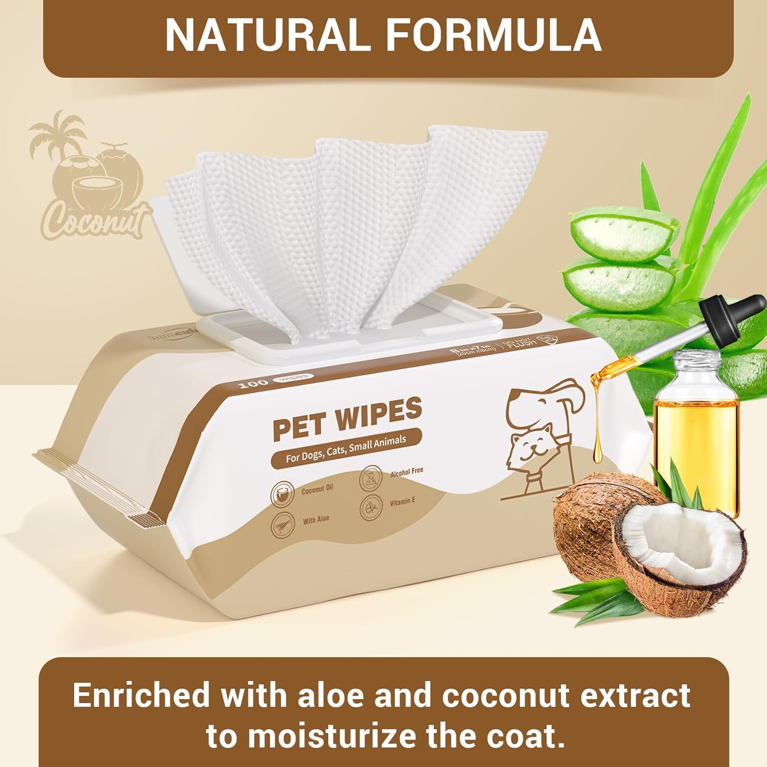 400 Coconut Oil Dog Wipes for Paws and Butt Large Thick Puppy Wipes for Dogs Face and Body Dog Wipes Cleaning Deodorizing Cat Wipes Cleaning Fur and Butt Big Doggie Wipes Doggy Wipes Bum Dog Ear Wipes - Image 4