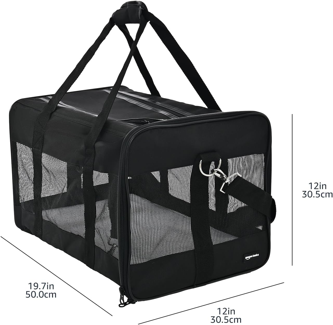 Soft-Sided Mesh Pet Travel Carrier for Dog, Cat, up to 22 Pounds, 19.7" L X 12" W X 12" H, Black - Image 5