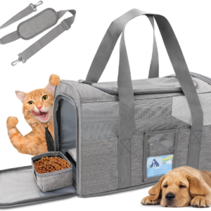 Cat Carrier,Dog Carriers for Small Dogs Medium Cats Pet Carrier up to 15 Lbs, TSA Airline Approved Cat Carrier Soft, Cat Dog Crate Travel Bag,Grey