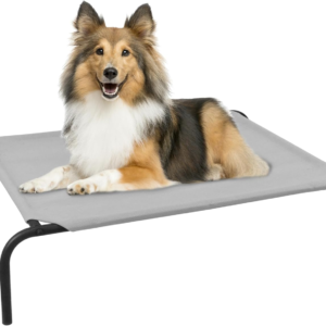 Heavy Duty Steel-Framed Portable Elevated Pet Bed, Elevated Cooling Pet Cot, 43.5" L X 25.5" W X 7.8" H(M, Grey)