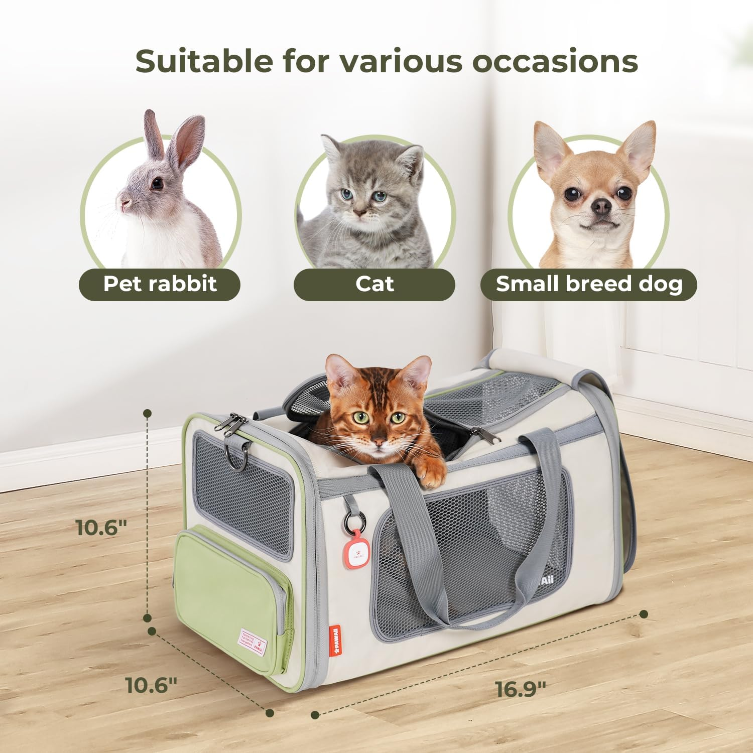 Cat Carrier with ID Tag, TSA Airline Approved Soft Sided Collapsible Pet Travel Carrier, Portable Comfortable Convenient Foldable Cat Travel Bag - Image 4