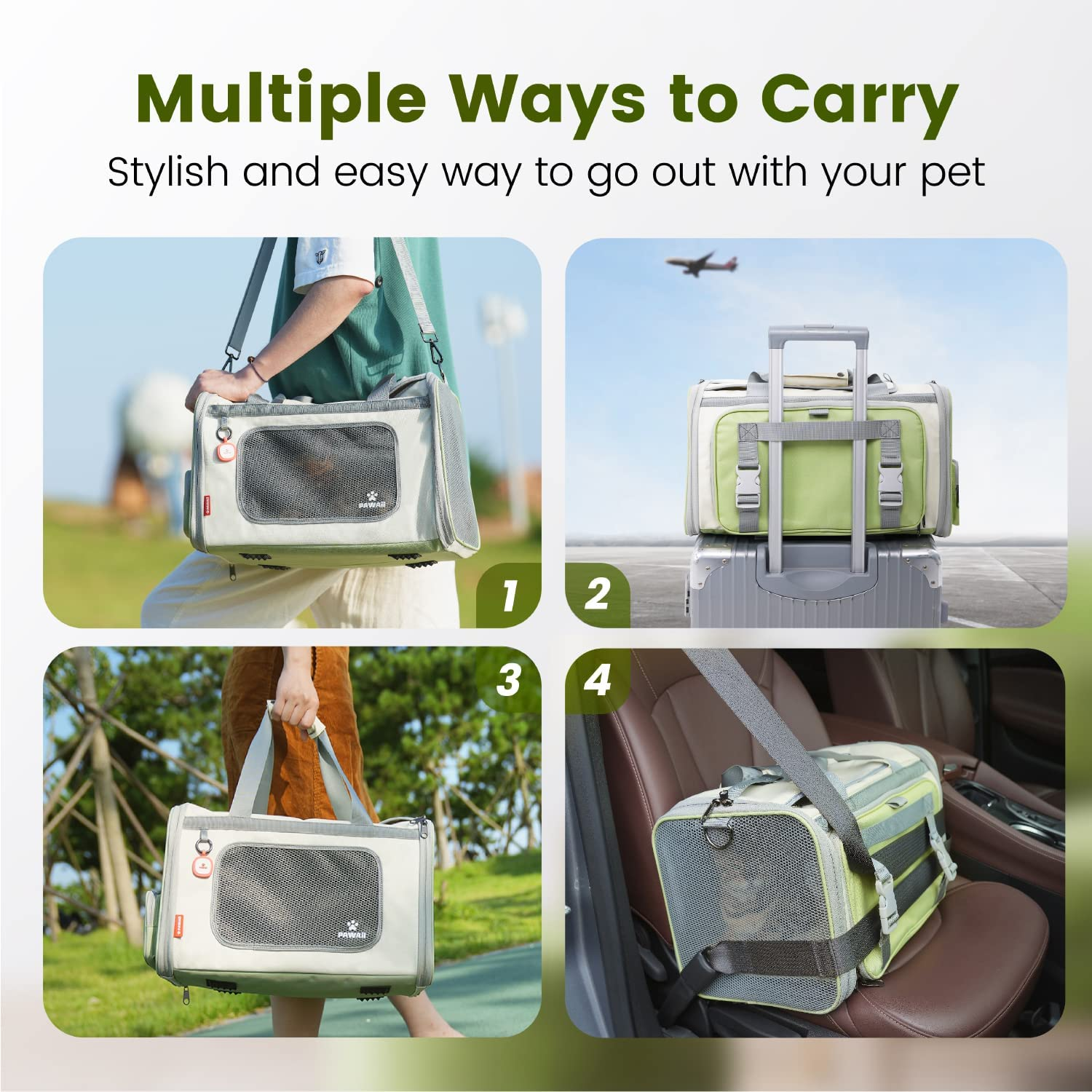 Cat Carrier with ID Tag, TSA Airline Approved Soft Sided Collapsible Pet Travel Carrier, Portable Comfortable Convenient Foldable Cat Travel Bag - Image 7