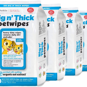 Pet Wipes for Dogs and Cats, 400 Wipes - Large Pet Wipes for Dogs and Cats - Cleans Ears, Face, Butt, Body and Eye Area - Convenient, Ideal for Home or Travel - 4 Packs of 100 Wipes