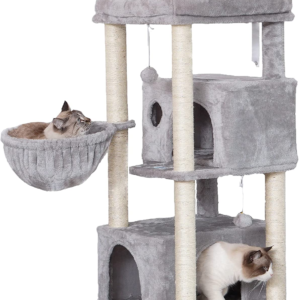 Cat Tree,Multi-Level Cat Condo for Large Cat Tower Furniture with Sisal-Covered Scratching Posts, 2 Plush Condos, Big Plush Perches MPJ011W