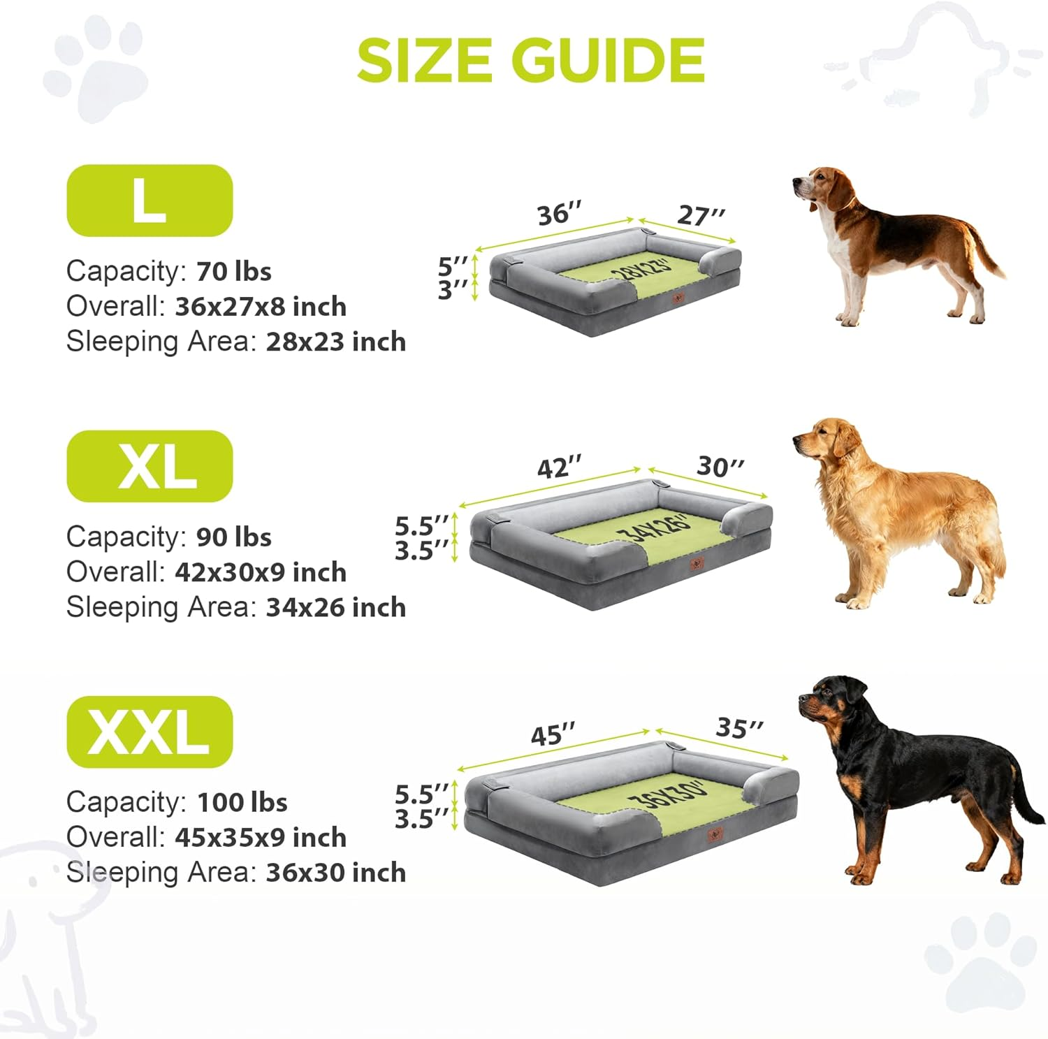 Orthopedic Dog Beds for Large Medium Dogs, Big Waterproof Memory Foam Pet Couch Bolster Bed with Removable Washable Cover, 36X27 Inch - Image 4