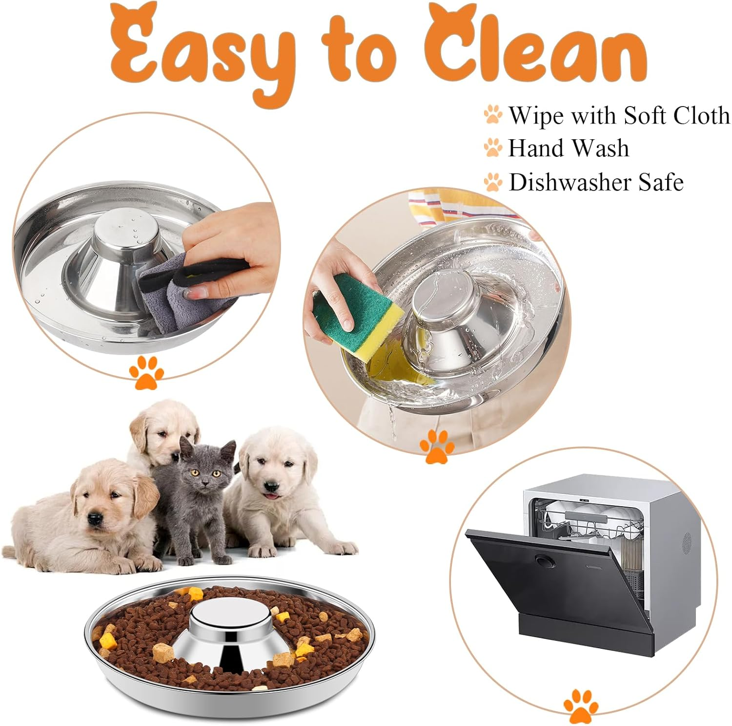 4 Pack Stainless Steel Puppy Bowls, Puppy Feeding Bowls for Litter, 10.2" Metal Dog Food and Water Bowl Set for Small Dogs Cats, Puppys Feeders for Multiple Puppies Kittens, Whelping Supplies - Image 6