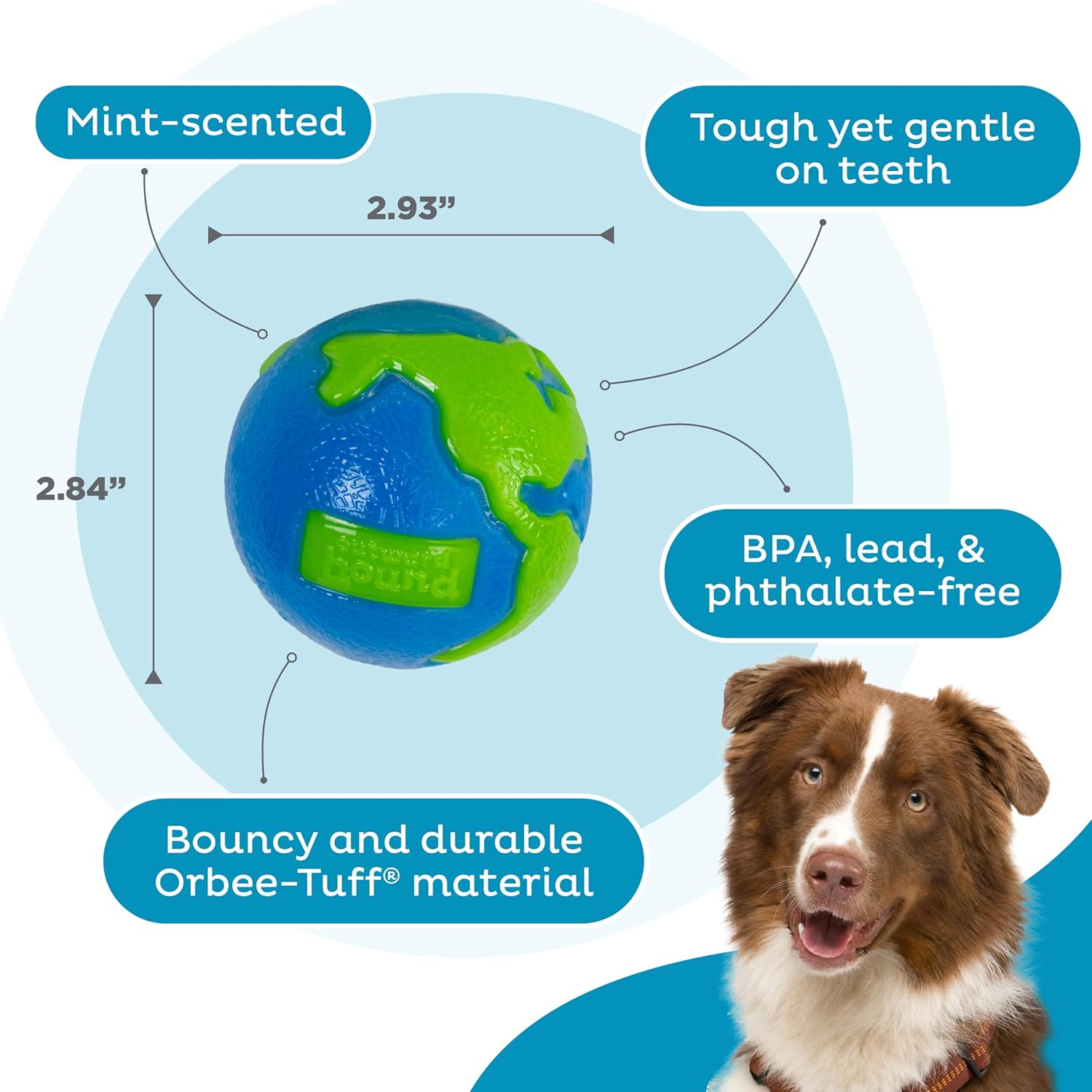 Outward Hound by Orbee-Tuff Planet Ball Blue/Green Treat-Dispensing Dog Toy, Medium - Image 5