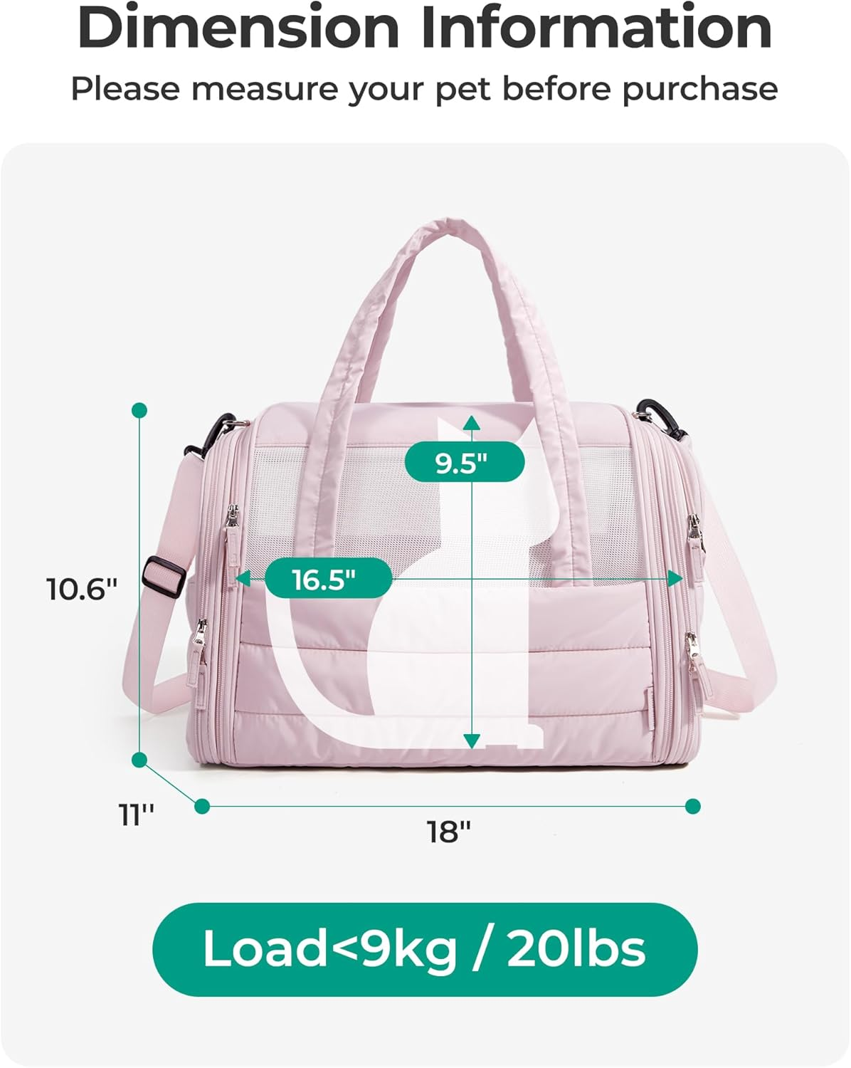 Cat Carrier: Soft-Sided Pet Carrier for Small Medium Cats Dogs Puppy Quilted Collapsible Puffy Travel Bag up to 20 Lbs Pink - Image 2