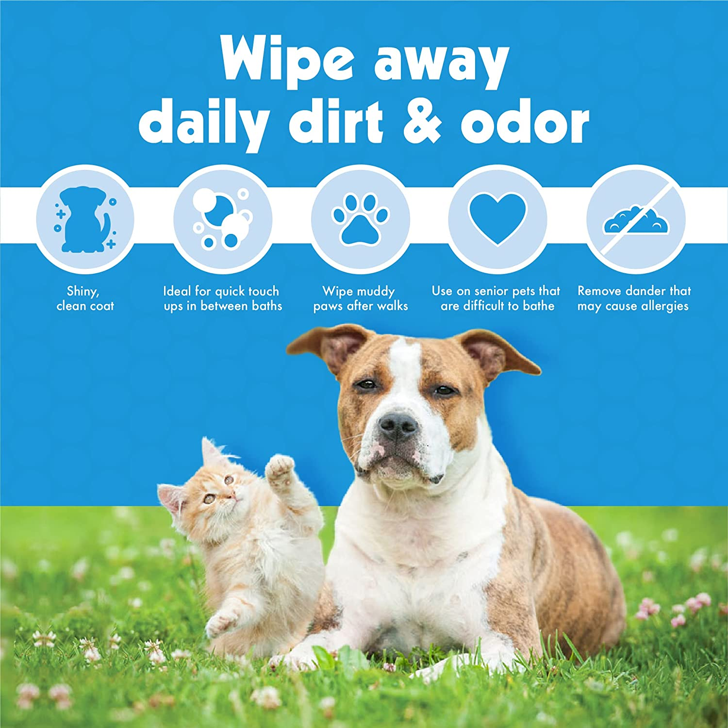 Pet Wipes for Dogs and Cats, 400 Wipes - Large Pet Wipes for Dogs and Cats - Cleans Ears, Face, Butt, Body and Eye Area - Convenient, Ideal for Home or Travel - 4 Packs of 100 Wipes - Image 7