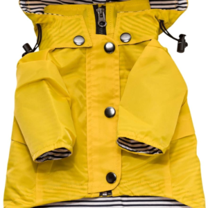 Zip up Dog Raincoats with Reflective Buttons, Pockets, Rain/Water Resistant, Adjustable Drawstring, & Removable Hood - XXS to XXL - Stylish Premium Dog Raincoats (Yellow, Medium)