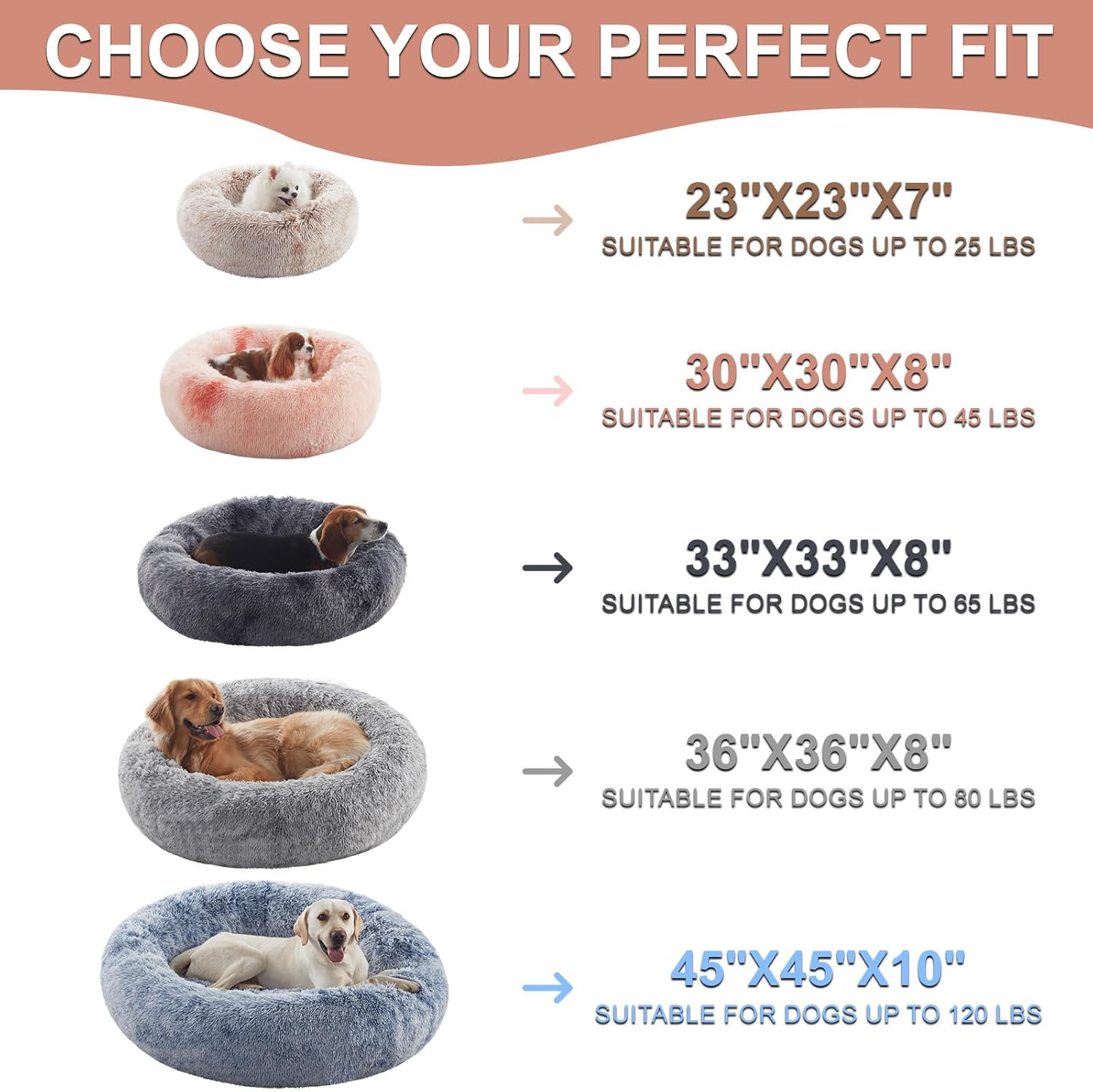 36 Inches Donut Dog Bed for Large Dogs - Calming Fluffy round Pet Bed with Removable & Washable Cover,Fits up to 80 Lbs Pets (Dark Grey,Large) - Image 7