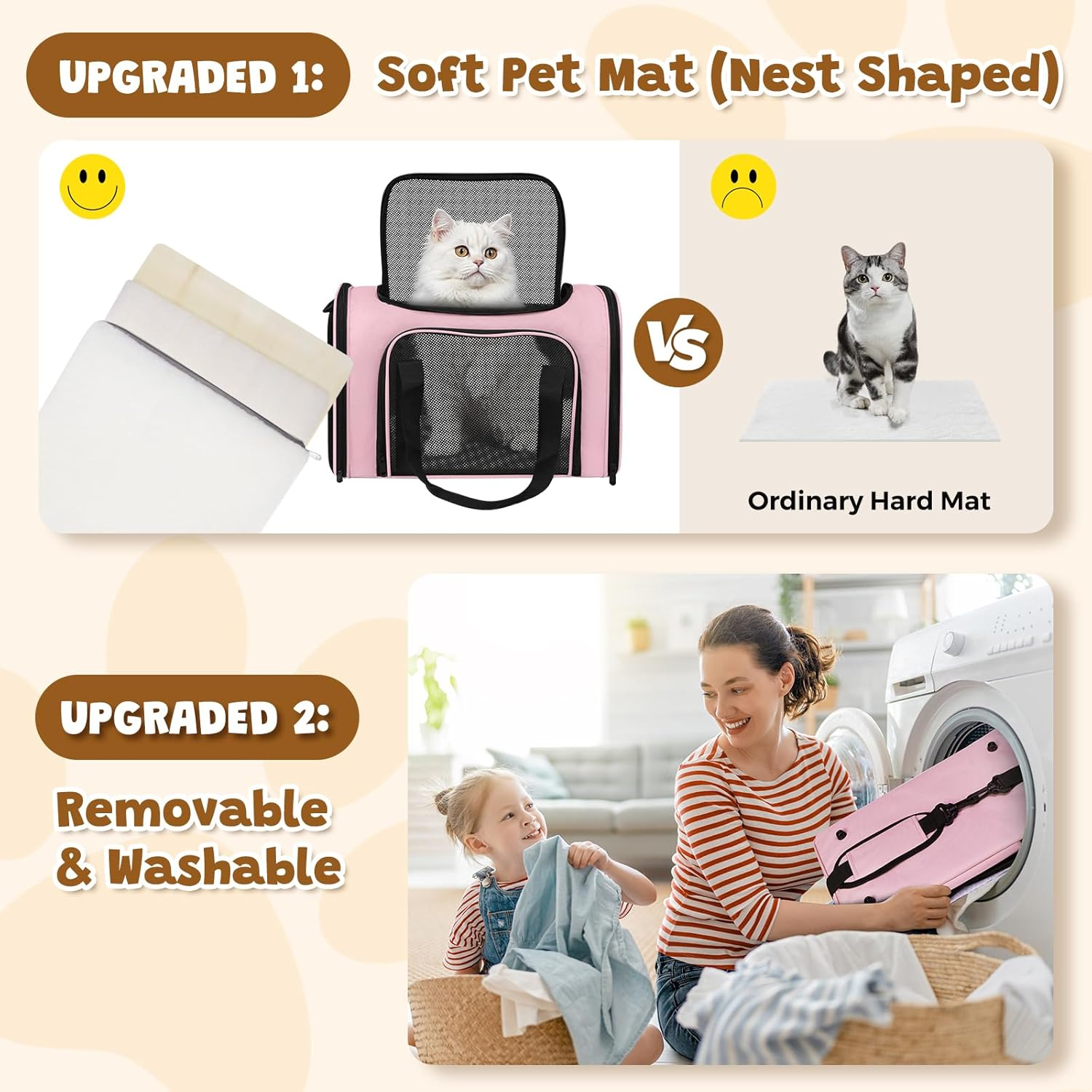 Cat Carrier Soft for Pets up to 15 Lbs, Cat Travel Bag Soft-Sided with Padded Shoulder Strap, Pet Dog Carriers for Small Dogs Travel Puppy Carry Airline Approved, Pink - Image 5