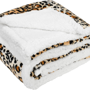 Leopard Print Dog Blankets for Large Dogs, Soft Fluffy Fleece Pet Blankets for Couch, Sofa, Dog Beds, Car Seats, Creat, Washable, 50X60 Inches