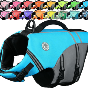 Sports Style Dog Life Vest, Dog Life Jacket for Swimming & Boating, Ripstop & Buoyancy for Puppy Doggy, Lifejacket with Handle, M, Blue