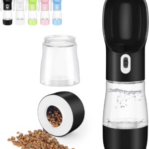 Outdoor Dog Water Bottle Portable - Leak Proof Bottles Dispenser for Dogs on the Go with Food Container Multifunctional Travel Outdoor（Black）