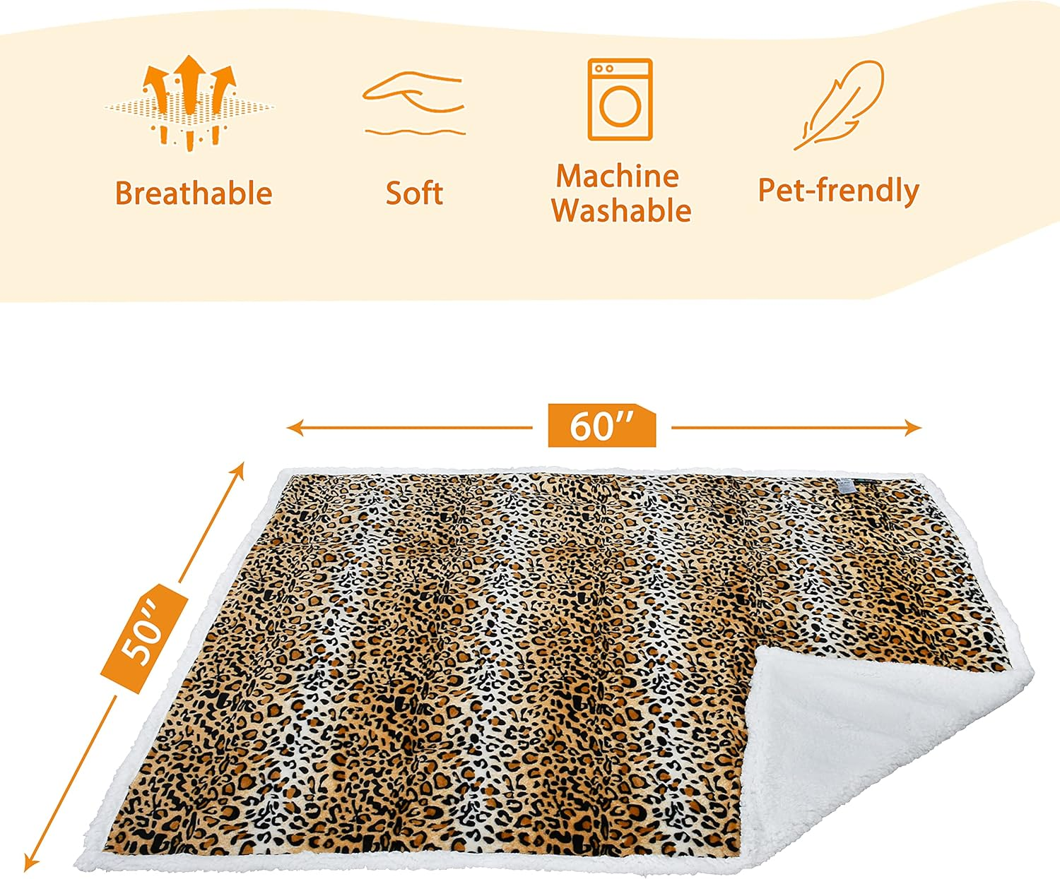 Leopard Print Dog Blankets for Large Dogs, Soft Fluffy Fleece Pet Blankets for Couch, Sofa, Dog Beds, Car Seats, Creat, Washable, 50X60 Inches - Image 5