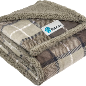 Dog Blanket for Bed, XL Pet Blanket Large Dogs, Fleece Furniture Couch Cover Protector Sofa Car Crate Kennel, Soft Sherpa Cat Throw Plush Reversible Washable, Twin 60X80 Plaid Taupe