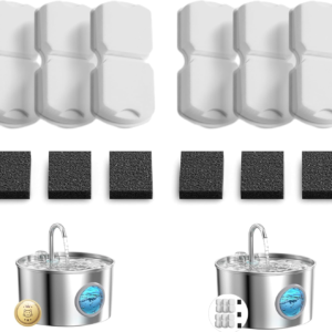 Cat Water Fountain Filter Replacement: 12 Cat Fountain Filter - 12 Pet Fountain Filter - 6 Carbon Filters & 6 Foam Filters - Suitable for  Stainless Steel Cat Fountain S11