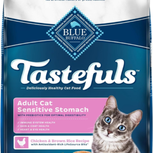 Tastefuls Natural Dry Food for Adult Cats, Sensitive Stomach, Chicken & Brown Rice Recipe, 15-Lb Bag