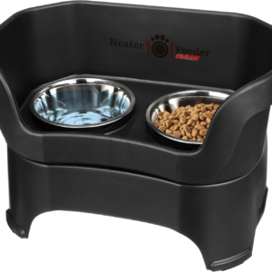 Neater Feeder Deluxe Mess Proof Dog Bowls Elevated for Large Dogs over 40 Lbs, Made in USA, No Spill Raised Dog Food Bowl Stand Feeding Station, Food and Water Bowl Set, Black