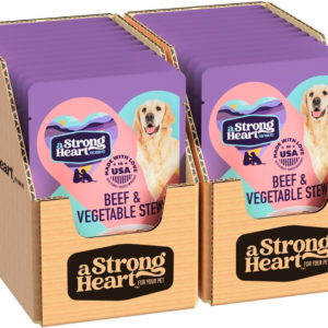 A Strong Heart Wet Dog Food Pouches, Beef & Vegetable Stew, 3.5 Oz Pouches (Pack of 24), Made in the USA with Real Beef