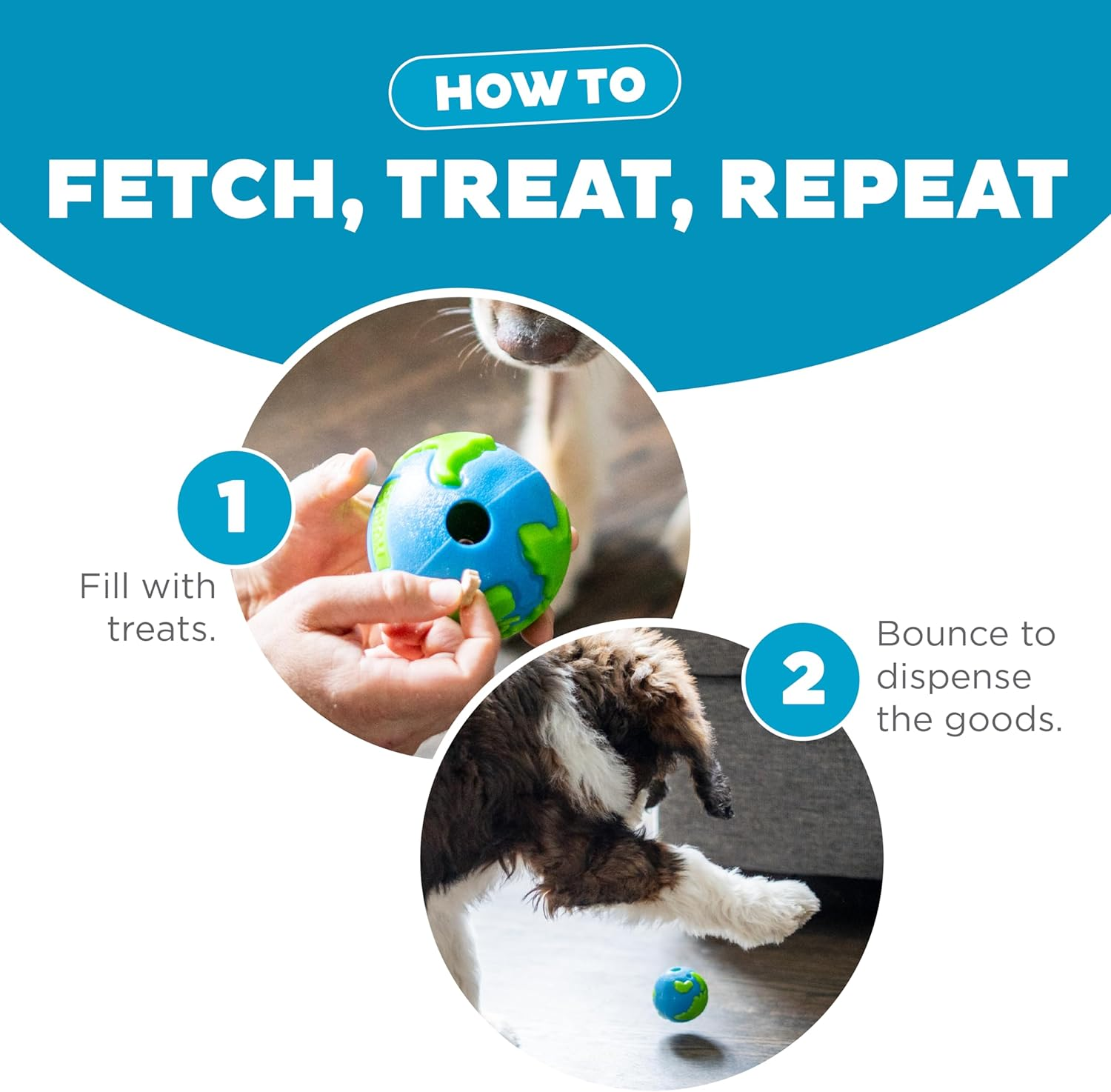 Outward Hound by Orbee-Tuff Planet Ball Blue/Green Treat-Dispensing Dog Toy, Medium - Image 6