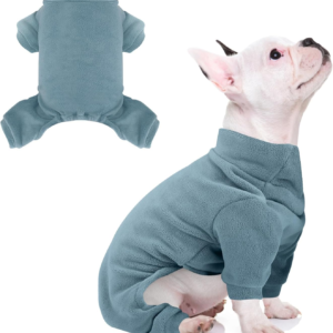 Fleece Dog Pajamas Turtleneck Thermal Dog Pjs Dog Jumpsuit Pet Outfits Warm Dog Onesie Soft Puppy Clothes for Small Sized Dogs and Cats (Blue, Medium)